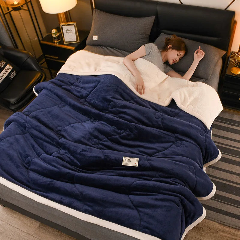 Throw Blanket, Warm Winter Bed Blanket For Camping ,Double Bed Cover, Bedspread on The Bed,  Soft Breathable, Cozy Cover Solid