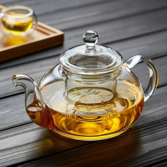 Teapot 400ml/1000ml Heat-Resistant Thickened Glass Pretty