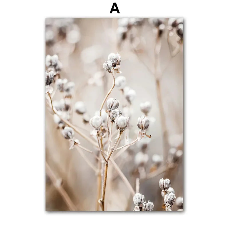 Wall Art Beige White Flower, Abstract Geometry Prints, Poster Canvas Painting