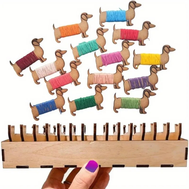 1 Spool Set For Yarn Storage, Wood, Dog, Sheep, Cat, Rabbit Shapes