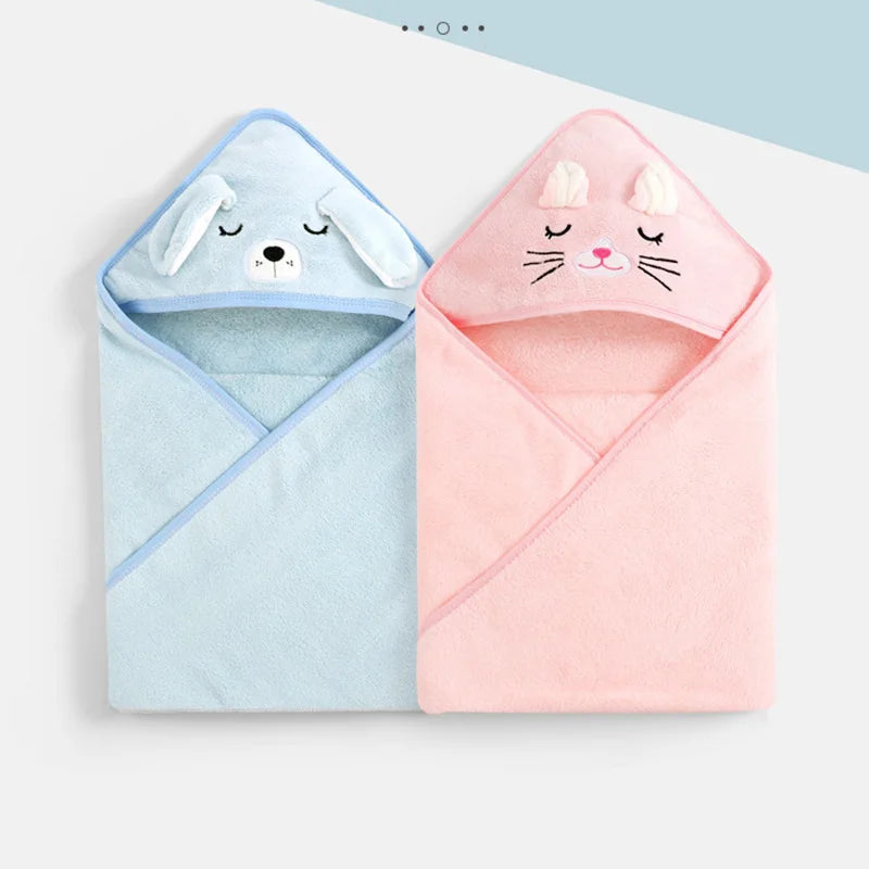 Cartoon Animal Hooded Bath Towel, Use As Blanket, Bathrobe, Swaddle