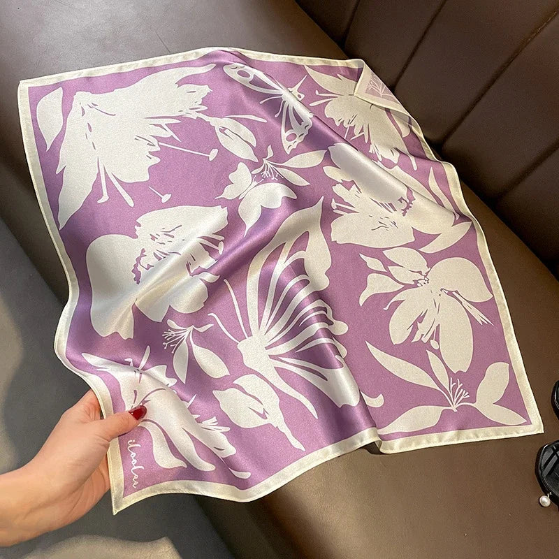 Scarf 100% Silk Bandana Women Square Scarves, Luxury High Quality