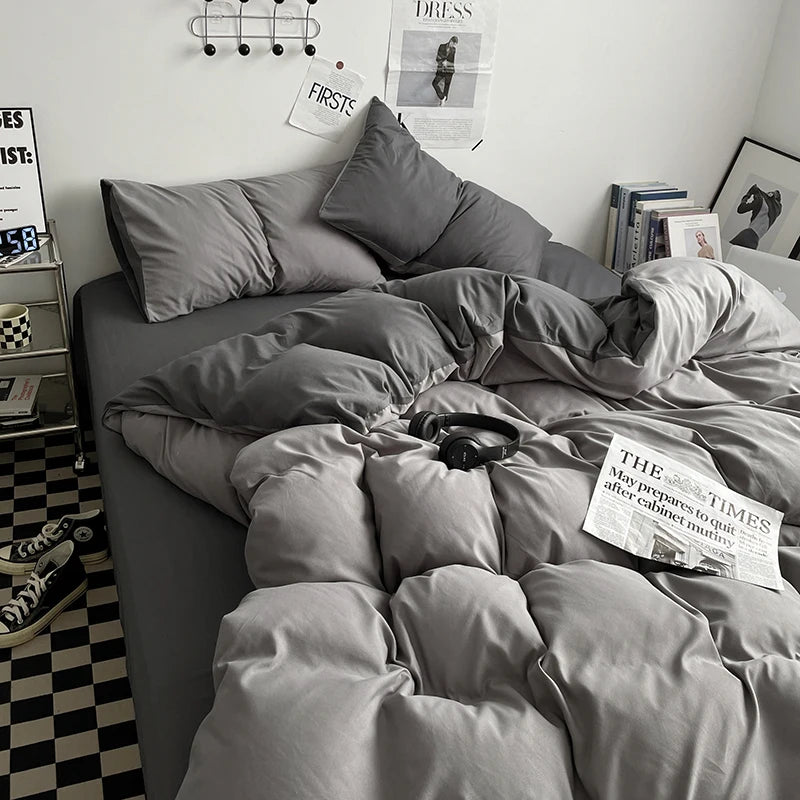 3-Piece Double 2 Color Duvet Cove + Pillowcase, Soft Breathable, Without Core