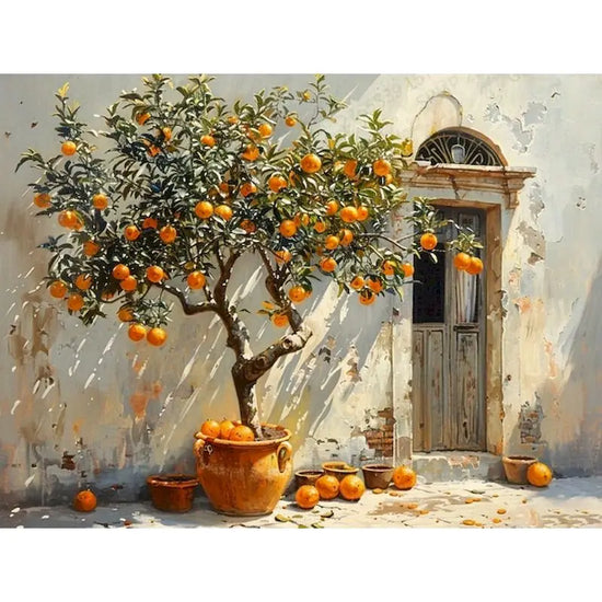 Scenery Paintings By Numbers Acrylic Paint Kits By Gatyztory For Adults Lemon Tree by Front Door On Canvas