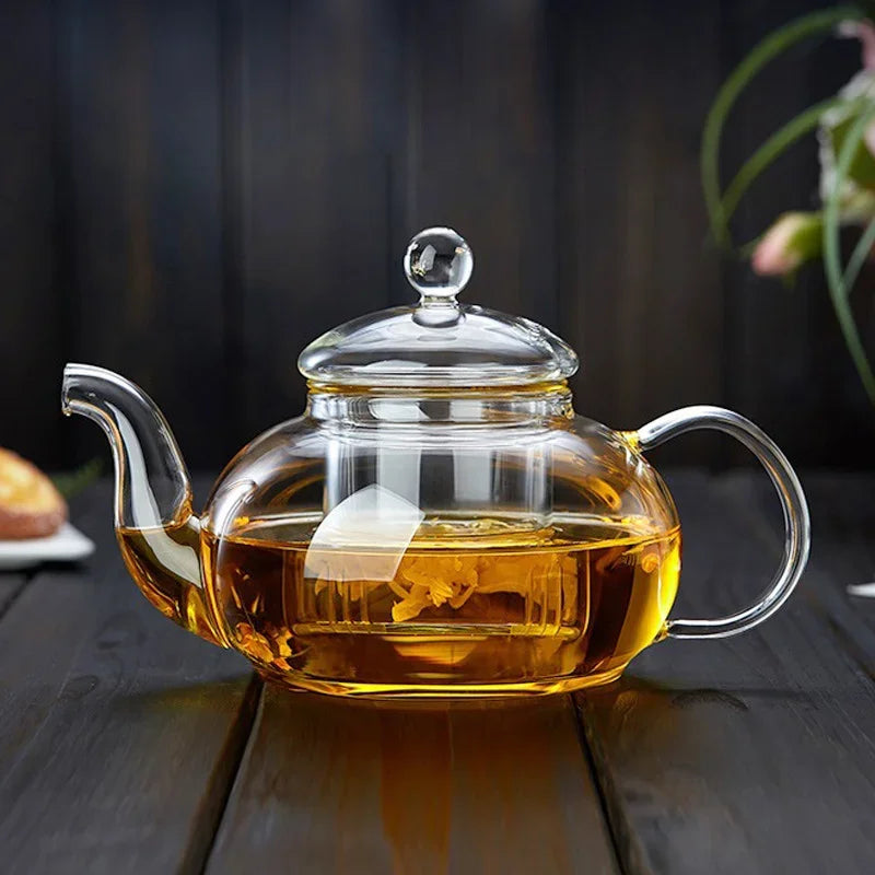 Teapot 400ml/1000ml Heat-Resistant Thickened Glass Pretty