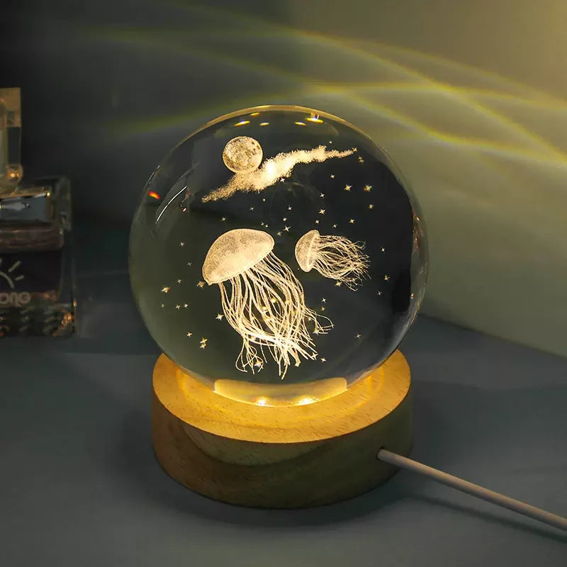 3D Glowing Planetary Crystal Ball Night Light