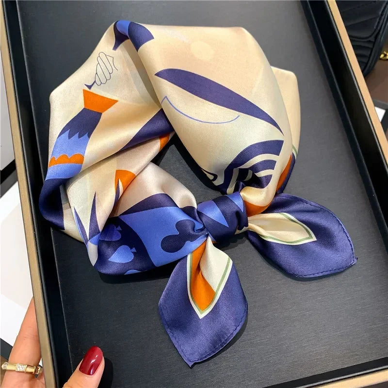 Scarf 100% Silk Bandana Women Square Scarves, Luxury High Quality