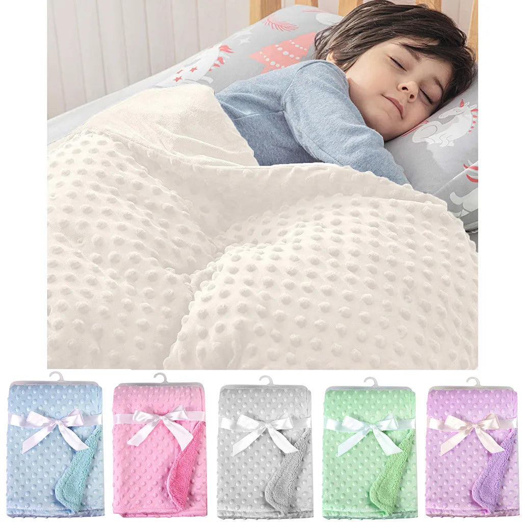 Baby Blanket, Newborn Thermal Soft Fleece Solid Color Quilt