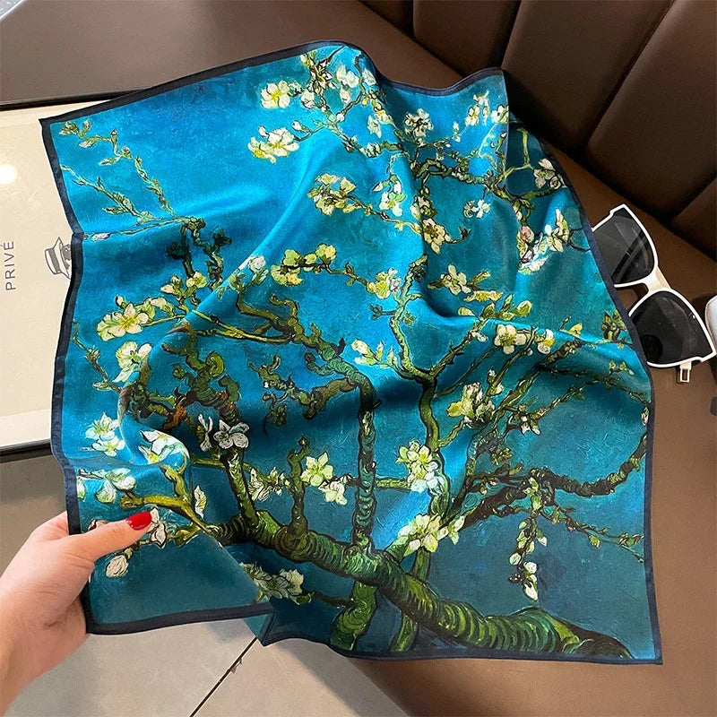Scarf 100% Silk Bandana Women Square Scarves, Luxury High Quality