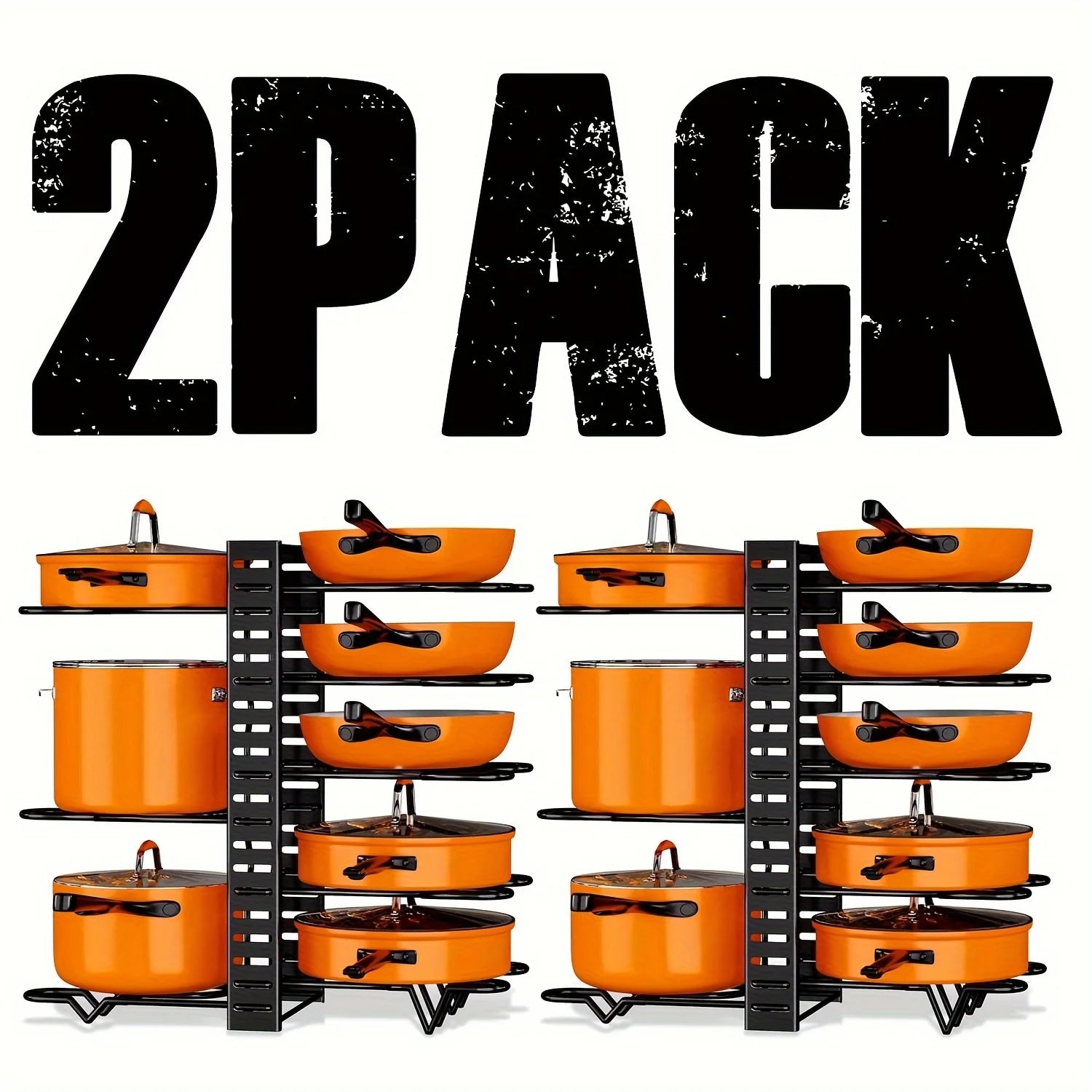 2 Pack Pot Rack Organizer And Storage Rack, Adjustable Pot Lid Holder and Pan Holder