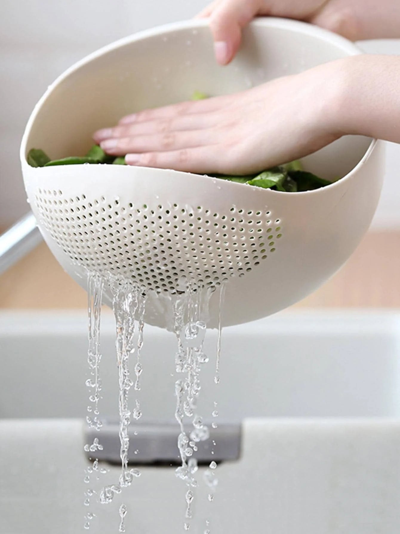 1/3pcs- Colander Rice Bowl Drain Basket Fruit Bowl Washing Drain Basket with Handle
