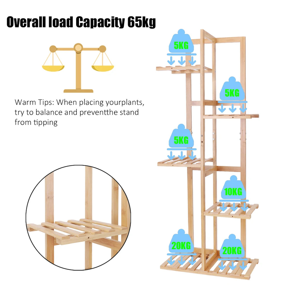 5/6 Tiers Tall Bamboo Plant Stand Corner, Indoor, Outdoor