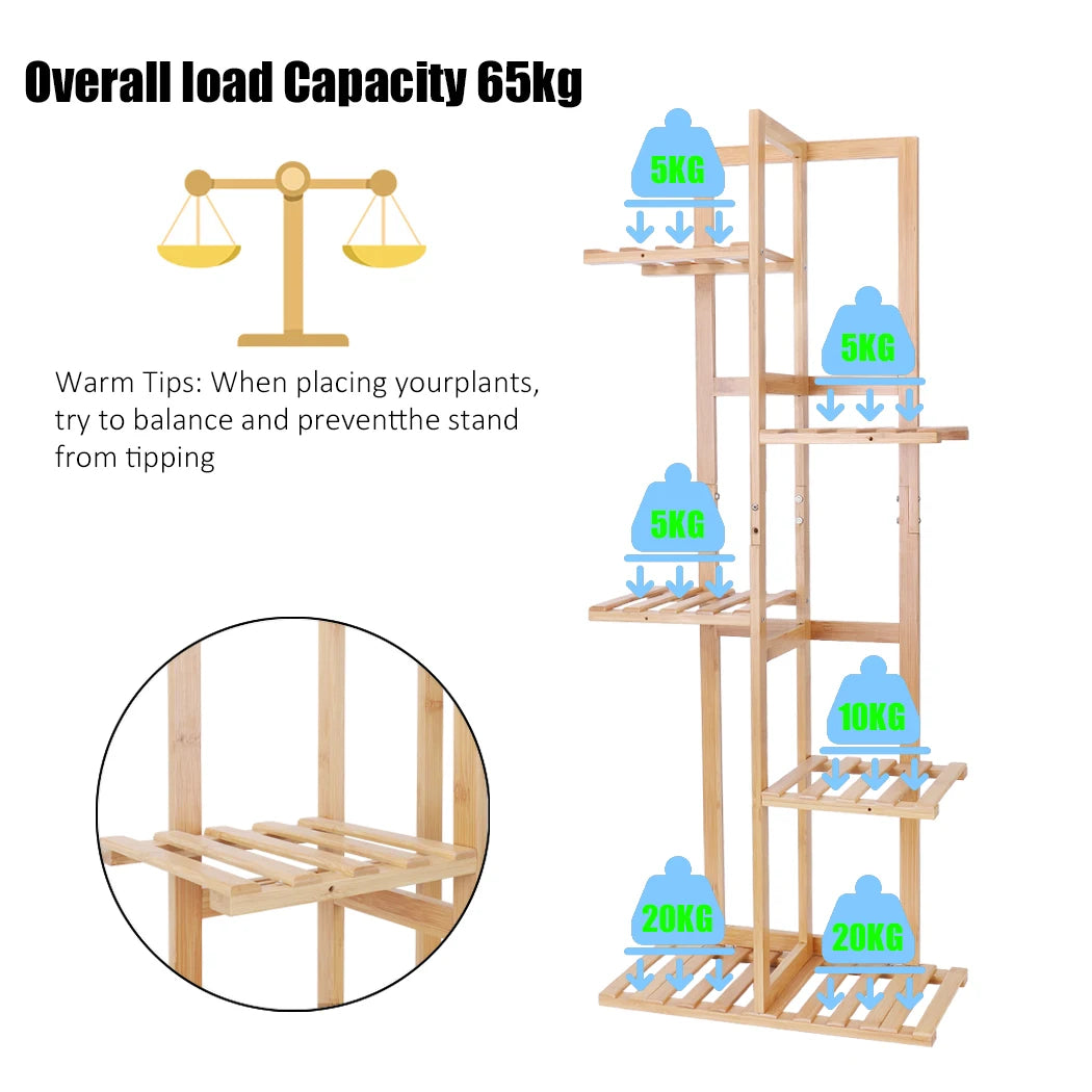 5/6 Tiers Tall Bamboo Plant Stand Corner, Indoor, Outdoor