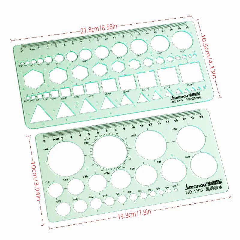 Green Geometric Template Ruler