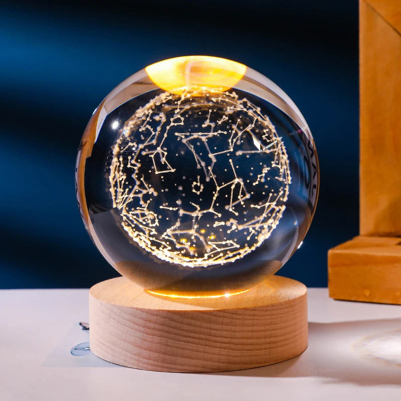 3D Glowing Planetary Crystal Ball Night Light