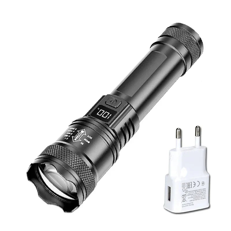 High Power 2000LM LED Flashlight Built-in Battery USB Rechargeable Strong Light Tactical Torch Outdoor Lantern