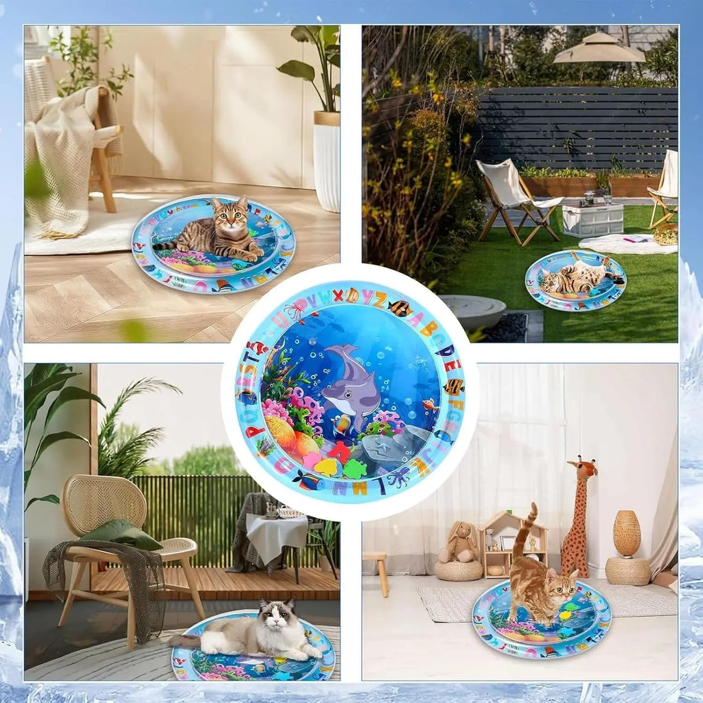 Pet Water Sensory Interactive Self Play Toy for Cats and Small Dogs Thickened Cooling Pad