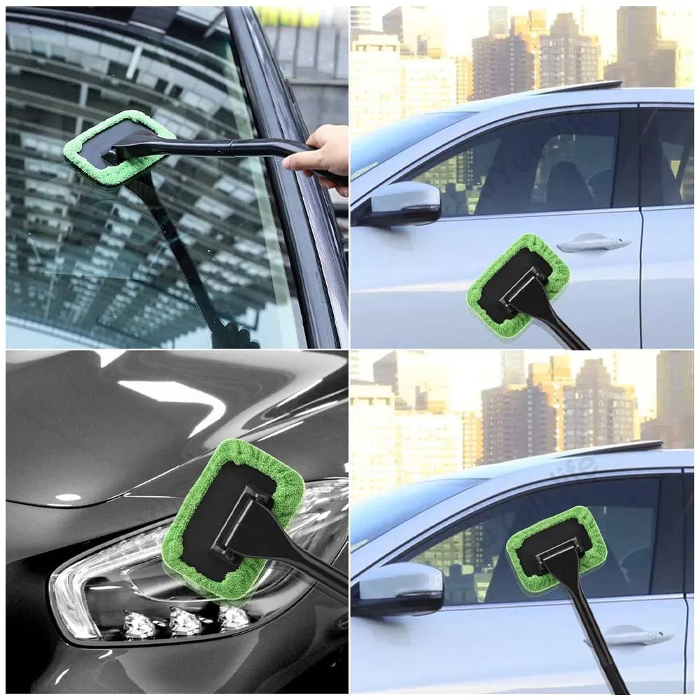 Car Windshield Cleaning Tool With Microfiber Pad.