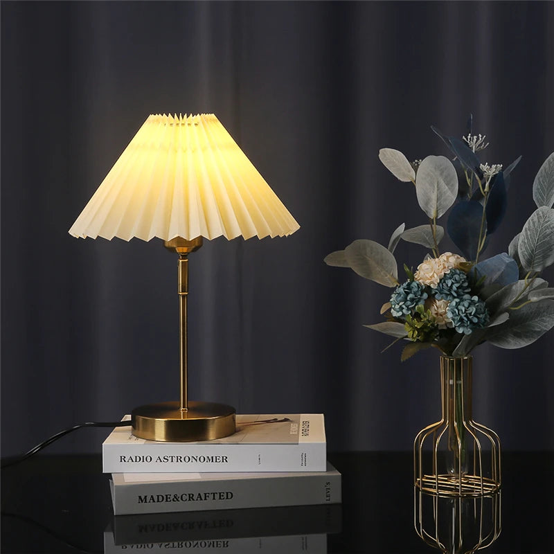 Table Lamp With Pleated Shade, LED