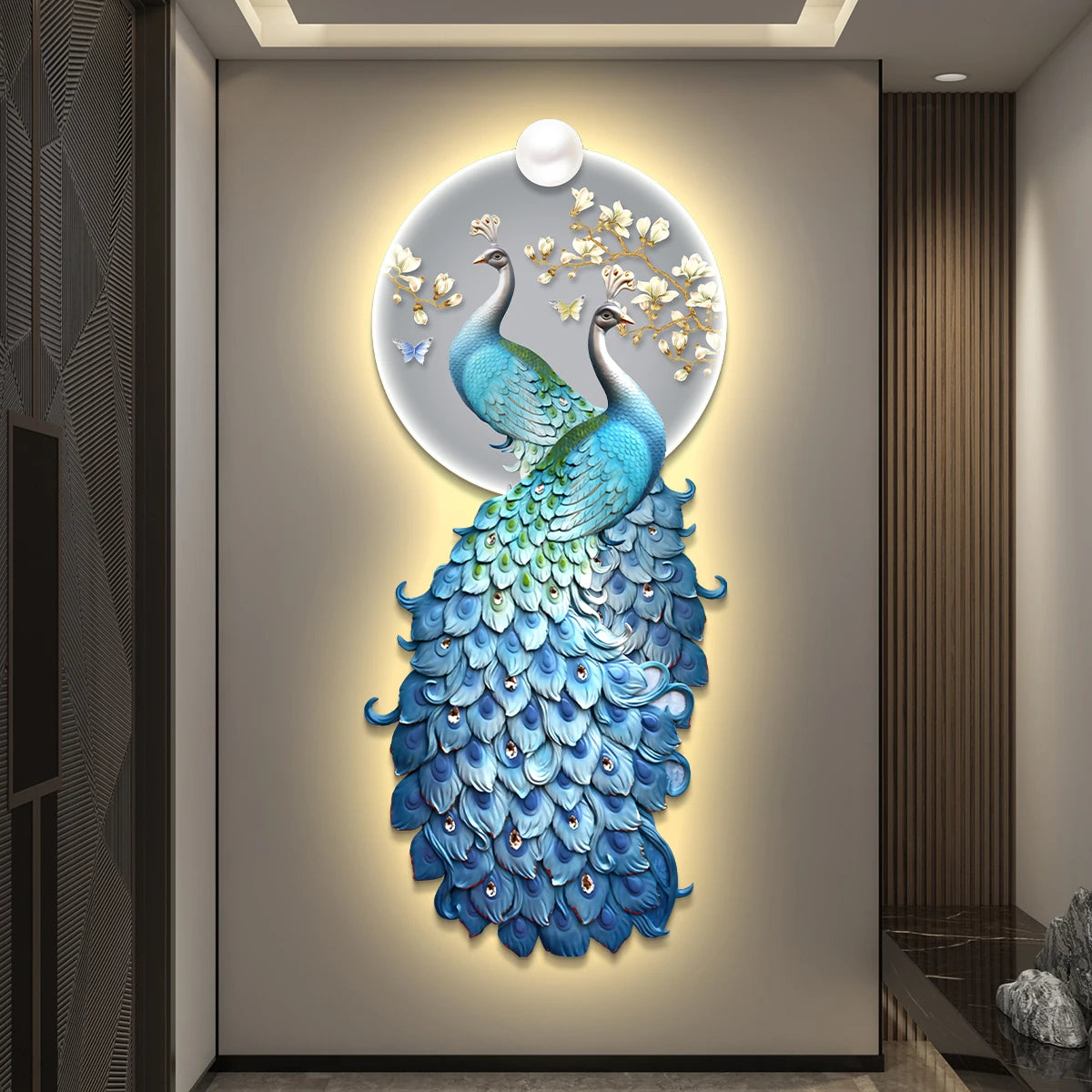 Peacock Decorative Painting LED Lights Hanging Murals