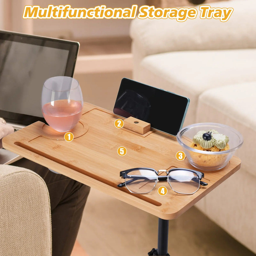 Adjustable Height Sofa Side Table, Multi-Purpose For Home Use, Durable