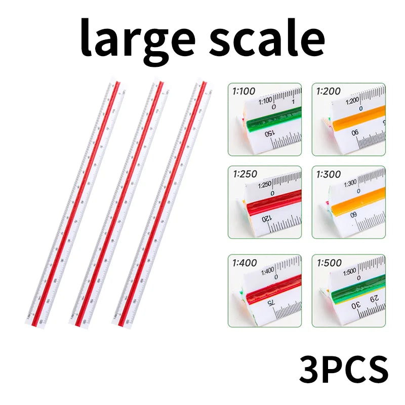 Multi-functional Triangle Ruler  12.5/30cm Drafting Tool Scale Ruler Architect Technical Ruler