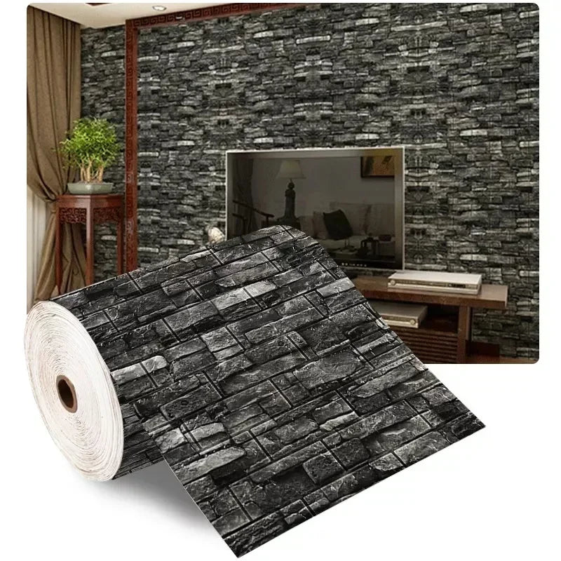 70cmx1/5/10m 3DWallpaper Waterproof Decoration Self-Adhesive Foam Brick Wallpaper