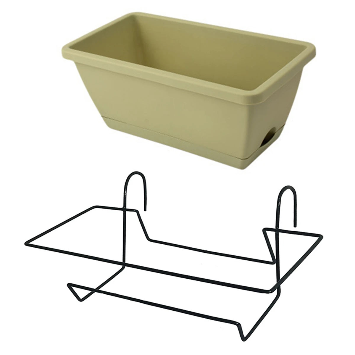 Balcony  Planter with Tray and Rack Plastic Garden Simple Rectangular long Pot Trough