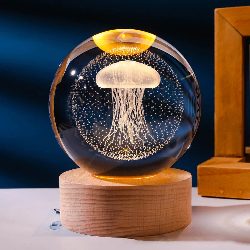 3D Glowing Planetary Crystal Ball Night Light