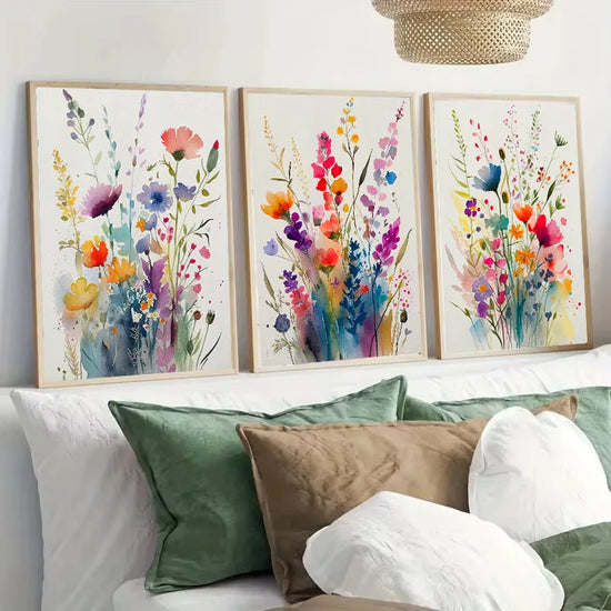 Watercolor Wildflowers Prints On Canvas Joyous Colors