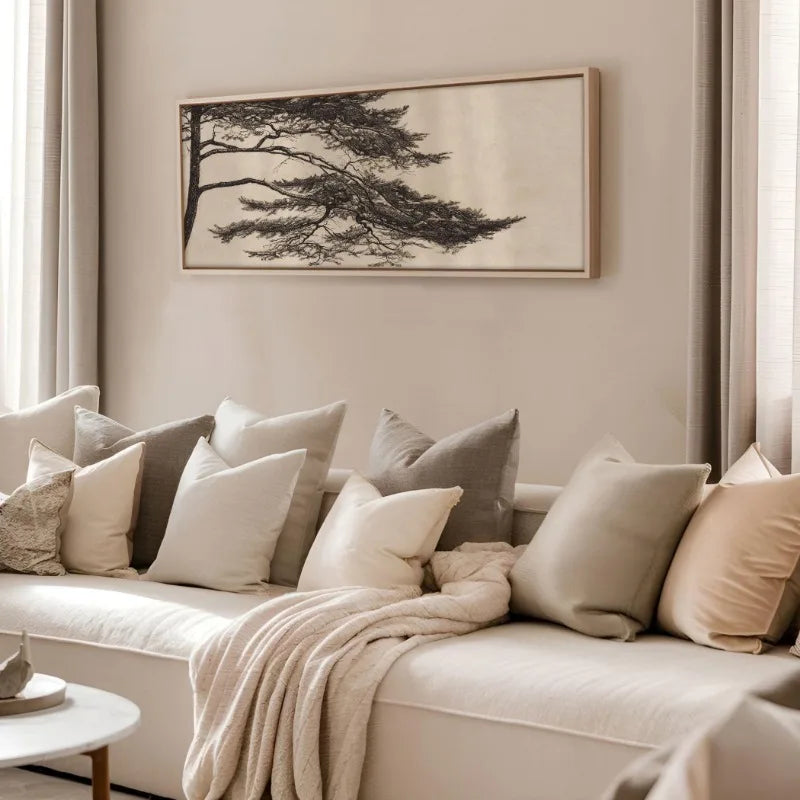 Vintage Pine Branch Drawing Posters & Prints Canvas, Simple yet Elegant
