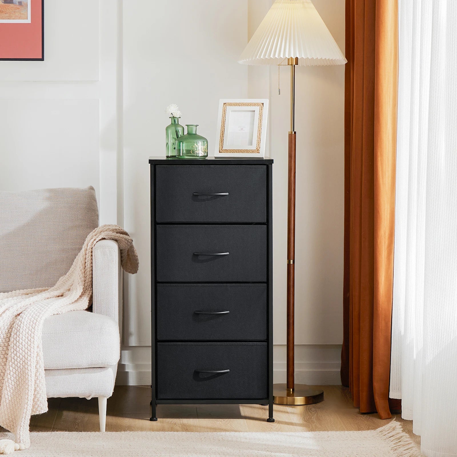 Living Room Wardrobe Steel Frame Fabric Baskets