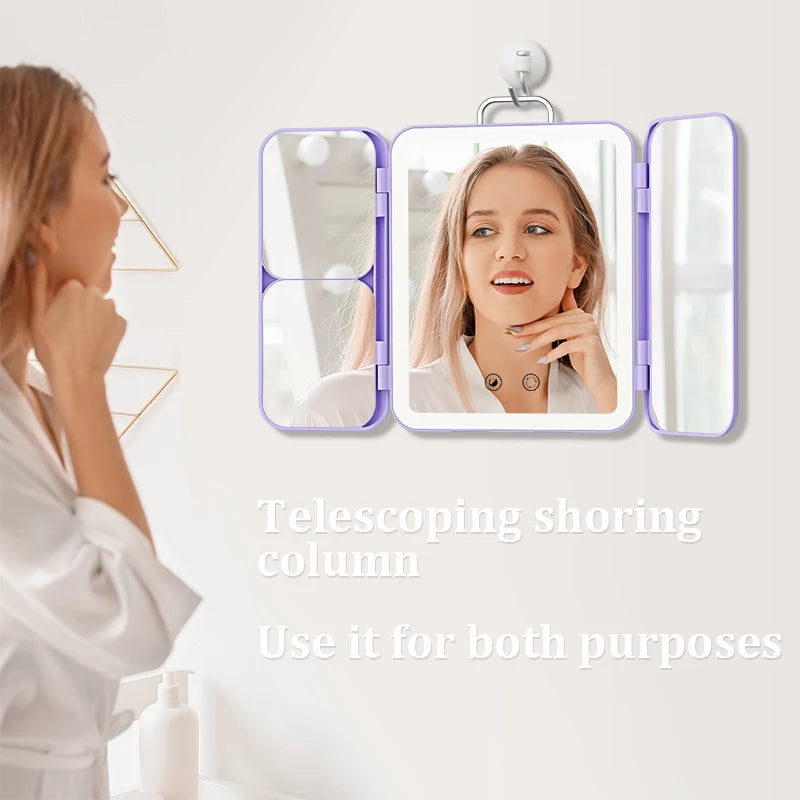 SeJoy Makeup Mirror With Lights, 1x3x7x Magnifying Mirror, Touch Control, Trifold