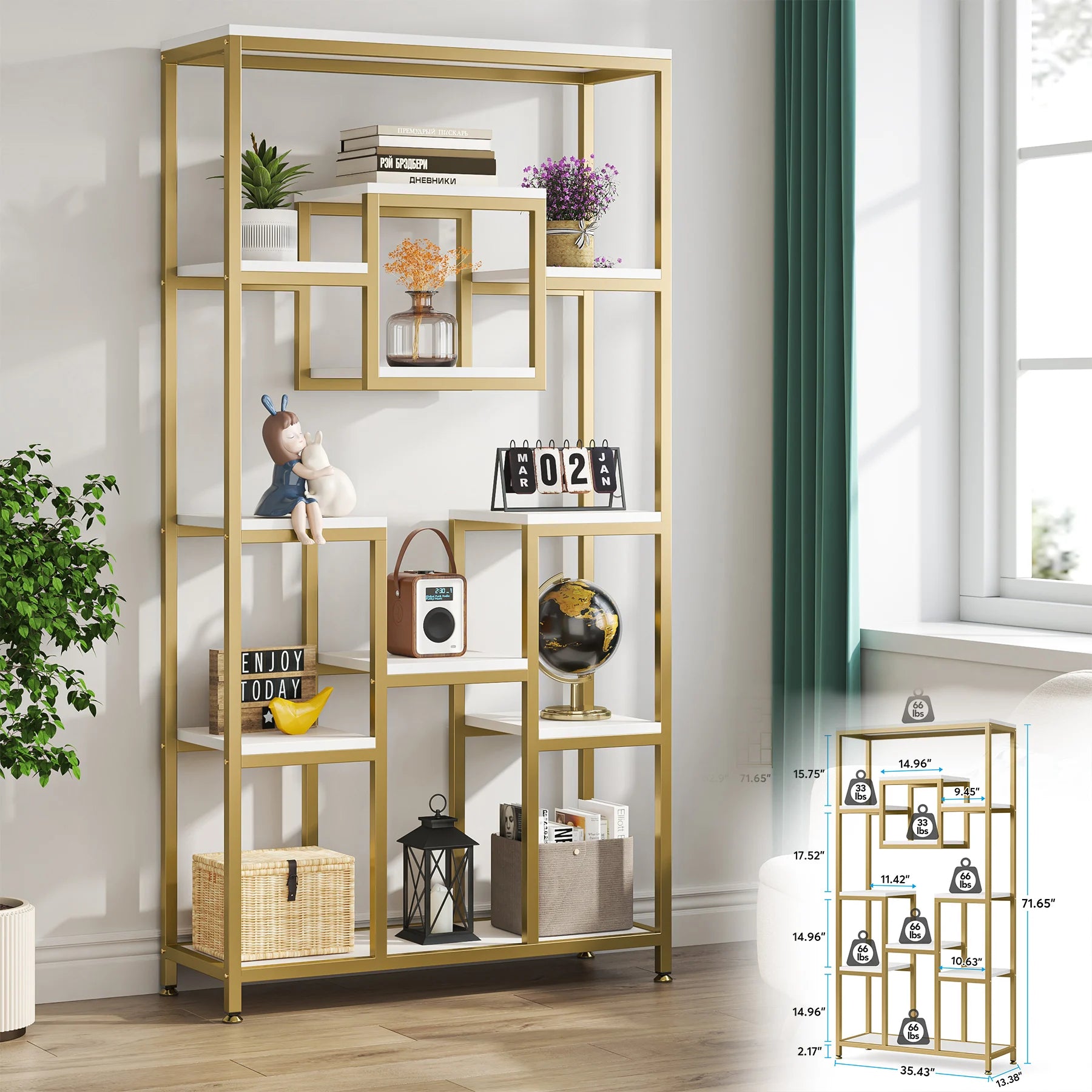 Tribesigns Bookcase, Organizer Display Rack with 8 Open Shelves