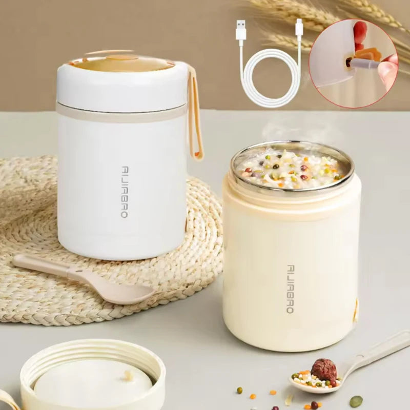 600ML Portable USB Electric Heating Lunch Box Stainless Steel Food Warmer 5V 12V 24V Food Heater
