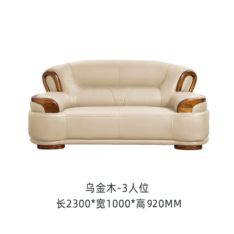 Luxury Living Room Furniture, Leather and Wood, Sold by Individual Pieces