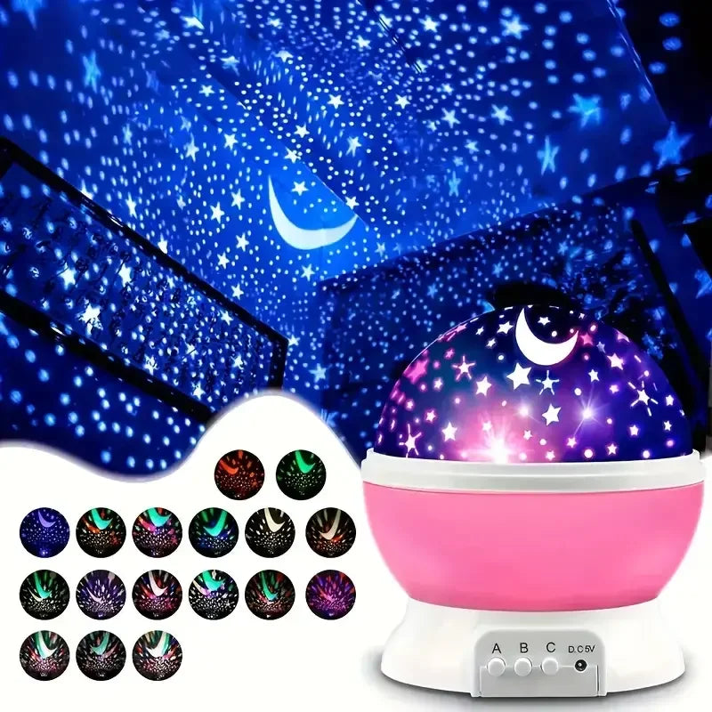 Starry Night Light Projector Moon and Stars USB 360 Degrees Rotatable