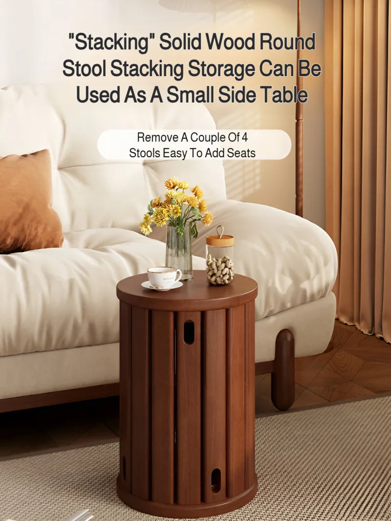 Multifunction Solid Wood Stools, One Turns Into 4 Stools, Strong