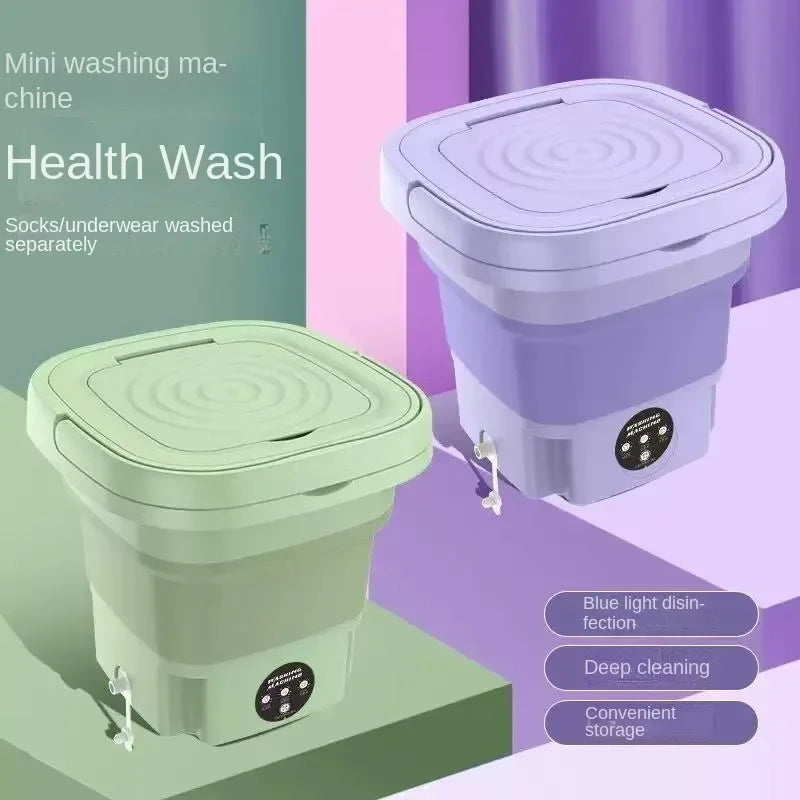 Portable Washing Machine, 8L Small Foldable Spin Dryer, Mini Laundry for Socks and Underwear Lightweight Efficient