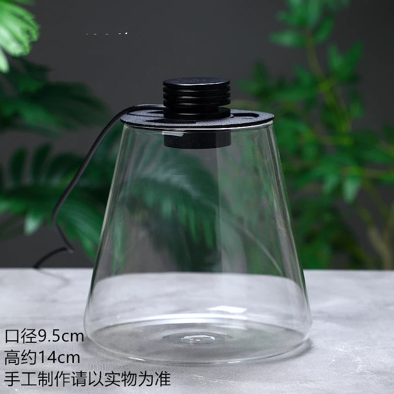 Micro Landscape Ecological Desktop Glass Plant Terrarium with Grow Light