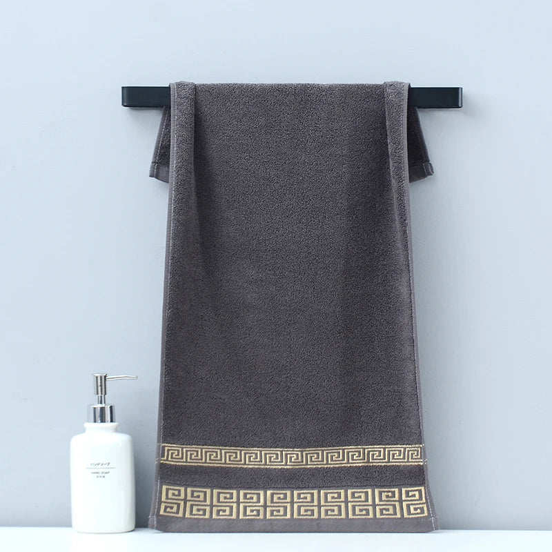 1/4/6pcs Black Cotton Towels, Embroidered Hotel Quality Bath Towels, Thicken Face Towels