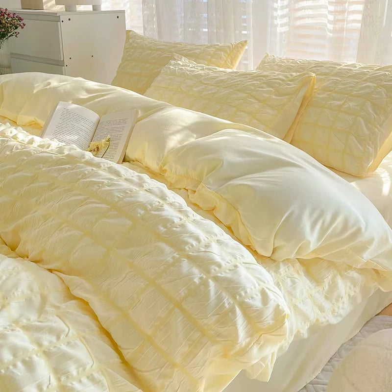 Simple Solid-Color Puffon Quilt Cover