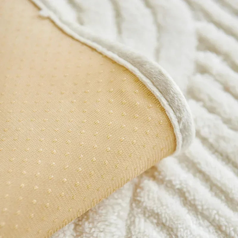Wave Striped Sofa Cover, Solid Colors, Non-Slip Thicken Plush,