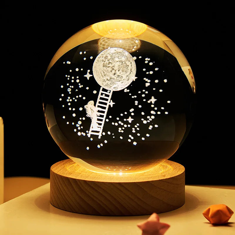 3D Glowing Planetary Crystal Ball Night Light