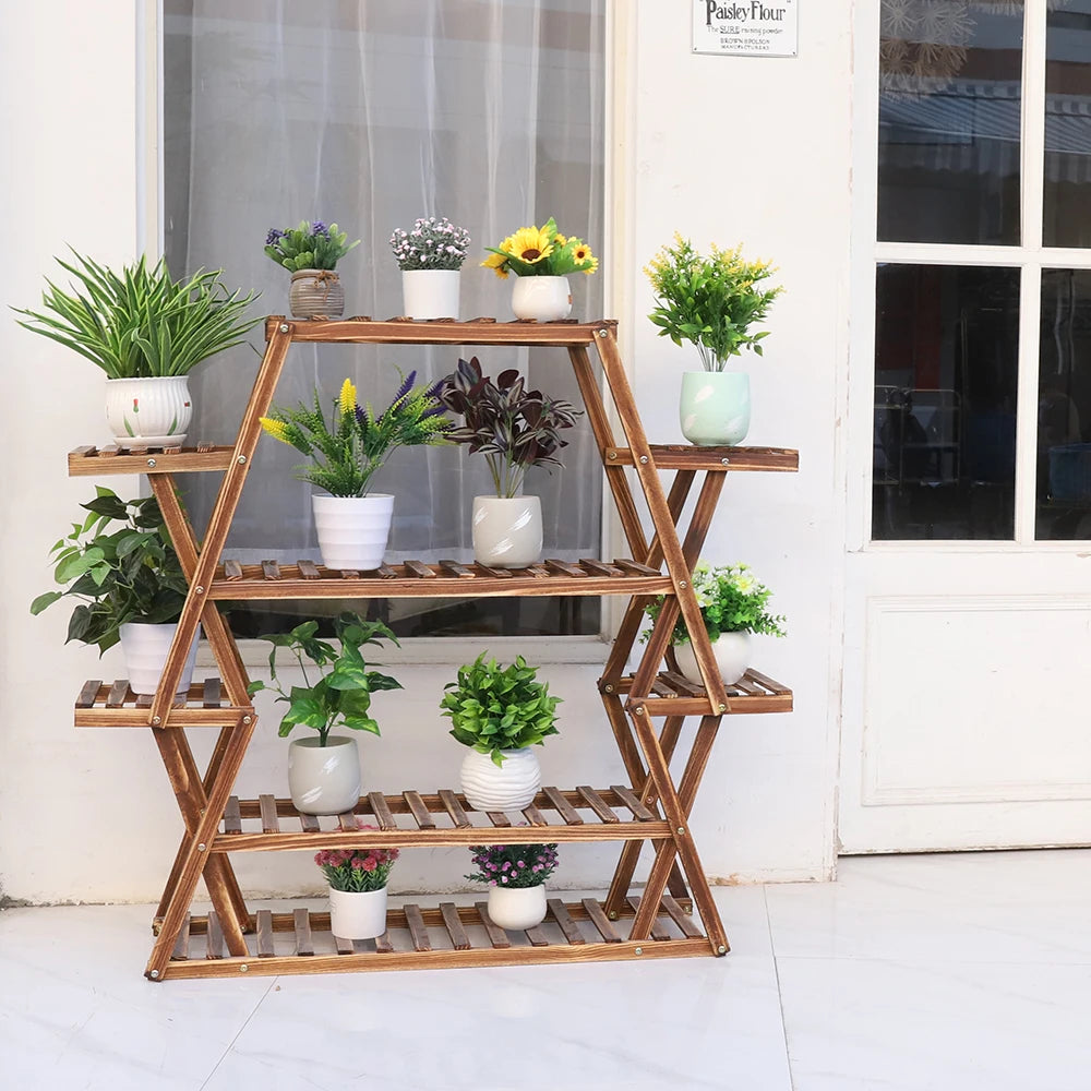 X-Large Multi-Tier Wood Plant Stand Indoor Outdoor