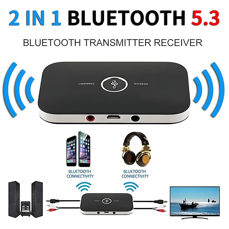 B6 2 in 1 Bluetooth 5.3 Audio Transmitter Receiver For Cat PC TV Headphone