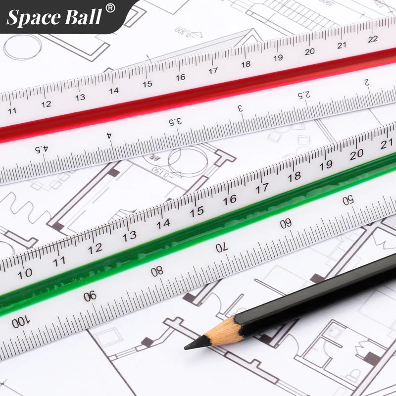 Multi-functional Triangle Ruler  12.5/30cm Drafting Tool Scale Ruler Architect Technical Ruler