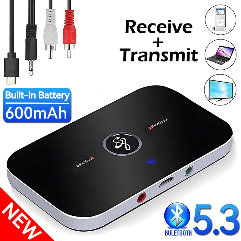 B6 2 in 1 Bluetooth 5.3 Audio Transmitter Receiver For Cat PC TV Headphone