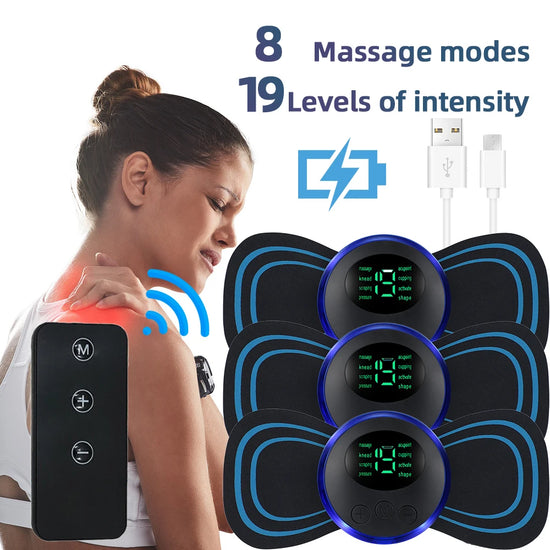 EMS Electric Neck Massager, Muscle Massage Stimulator, Back Cervical, Calf Patches, Joints, Mini Device
