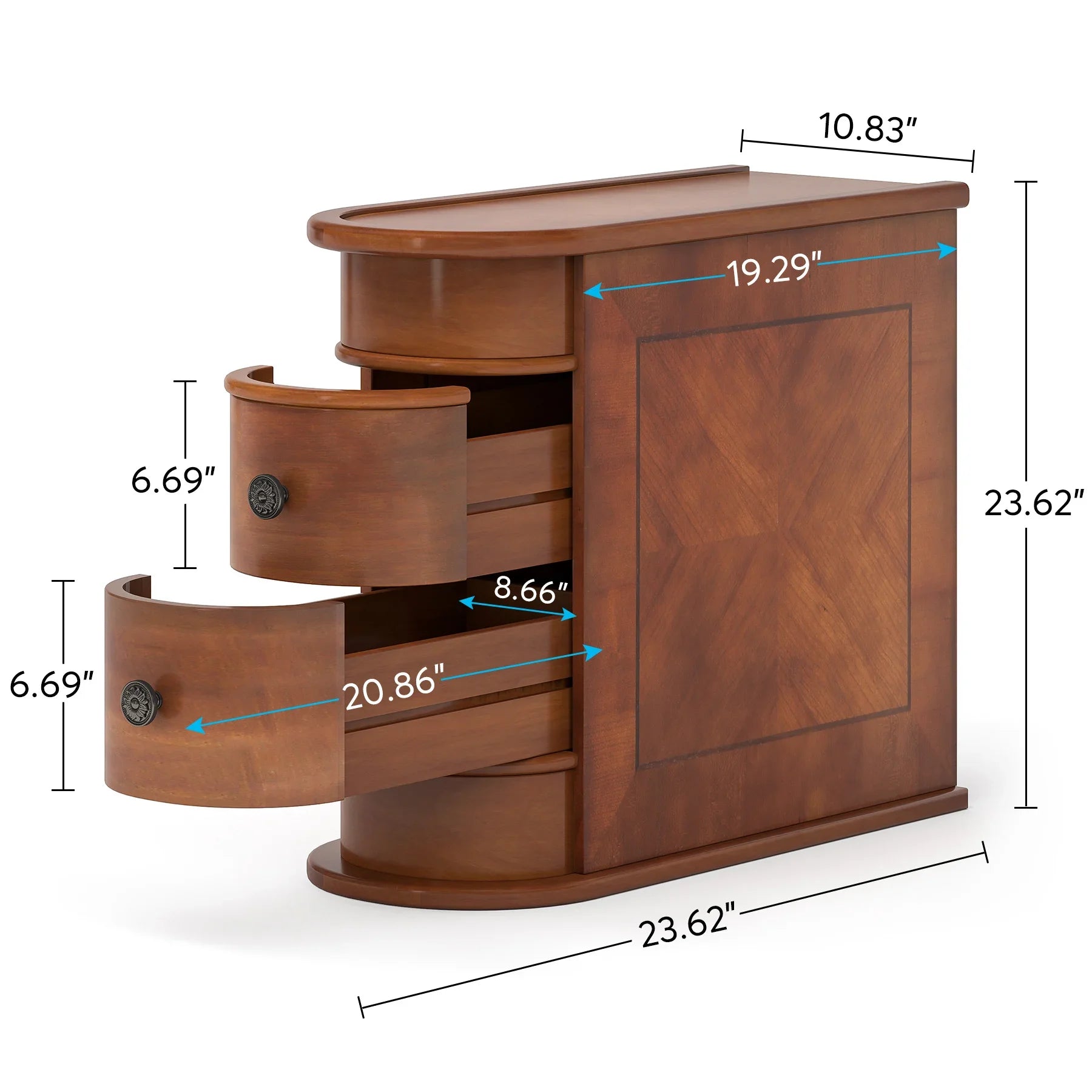 End Table, Narrow Bedside Table, Solid Wood